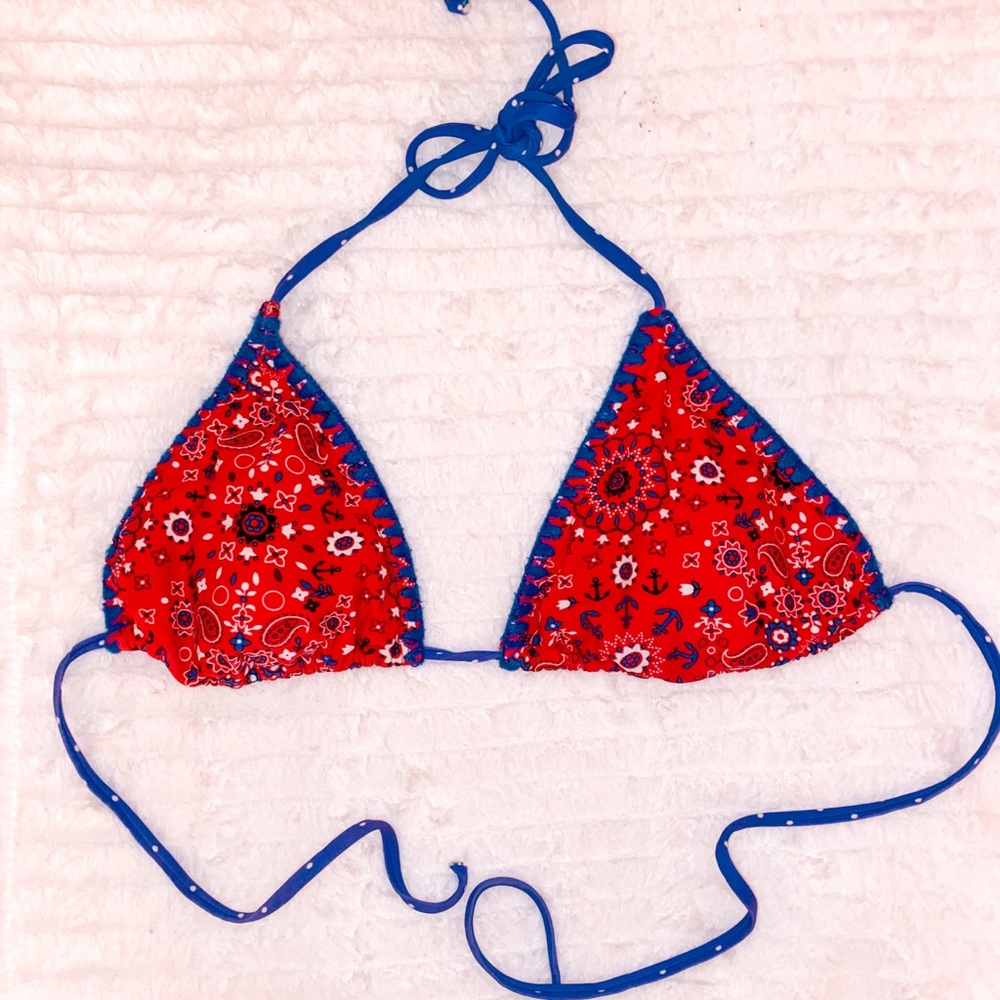 Nautical Paisley Triangle Bikini Top